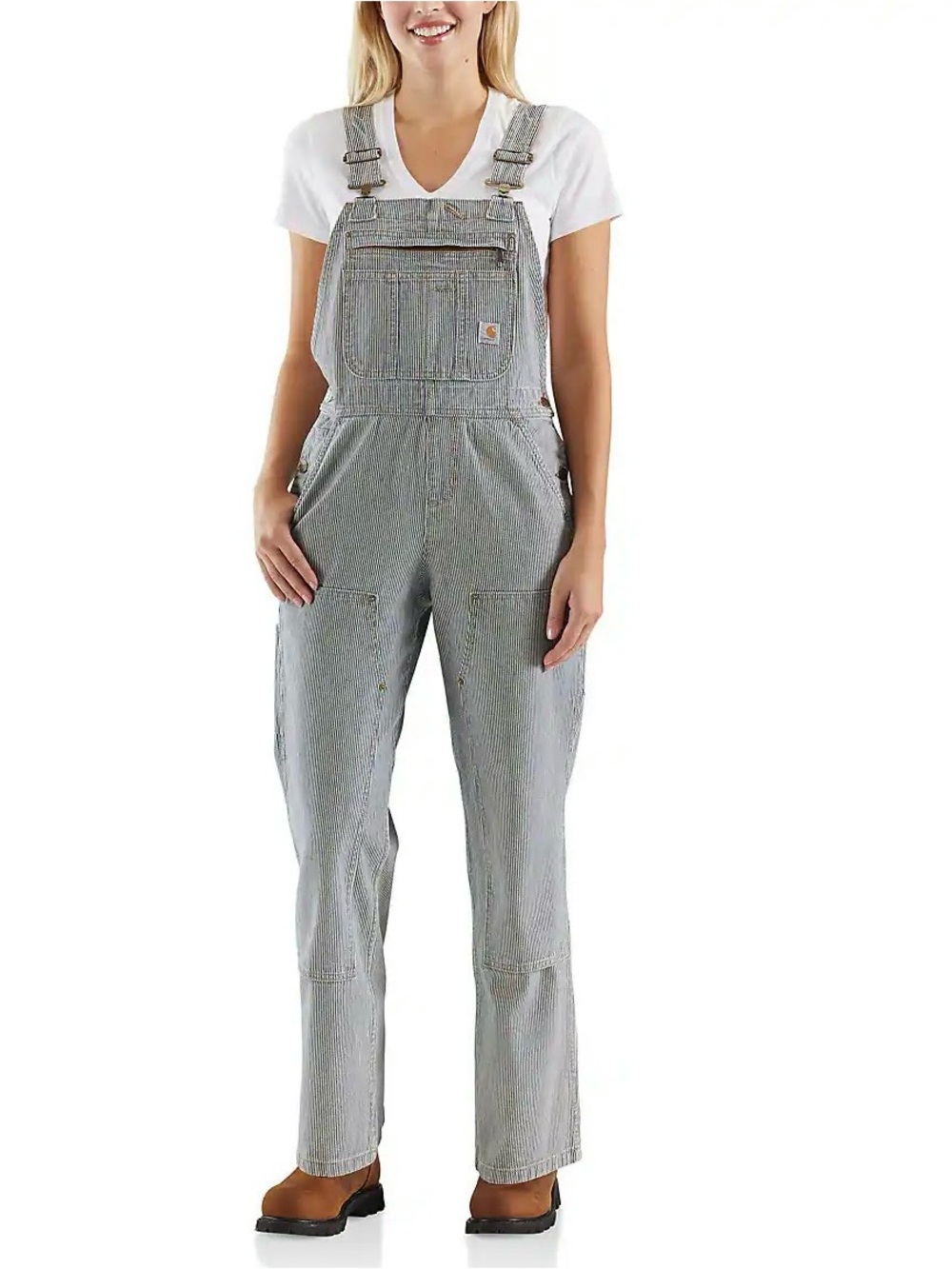 Carhartt Women's Railroad Striped Bib Overalls Jeans Large L Halloween Costume